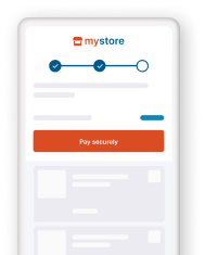 L&rsquo;image ci-dessus montre un &eacute;cran de paiement mobile avec la marque MyStore, une barre de progression et un bouton rouge "Payer en toute s&eacute;curit&eacute;".