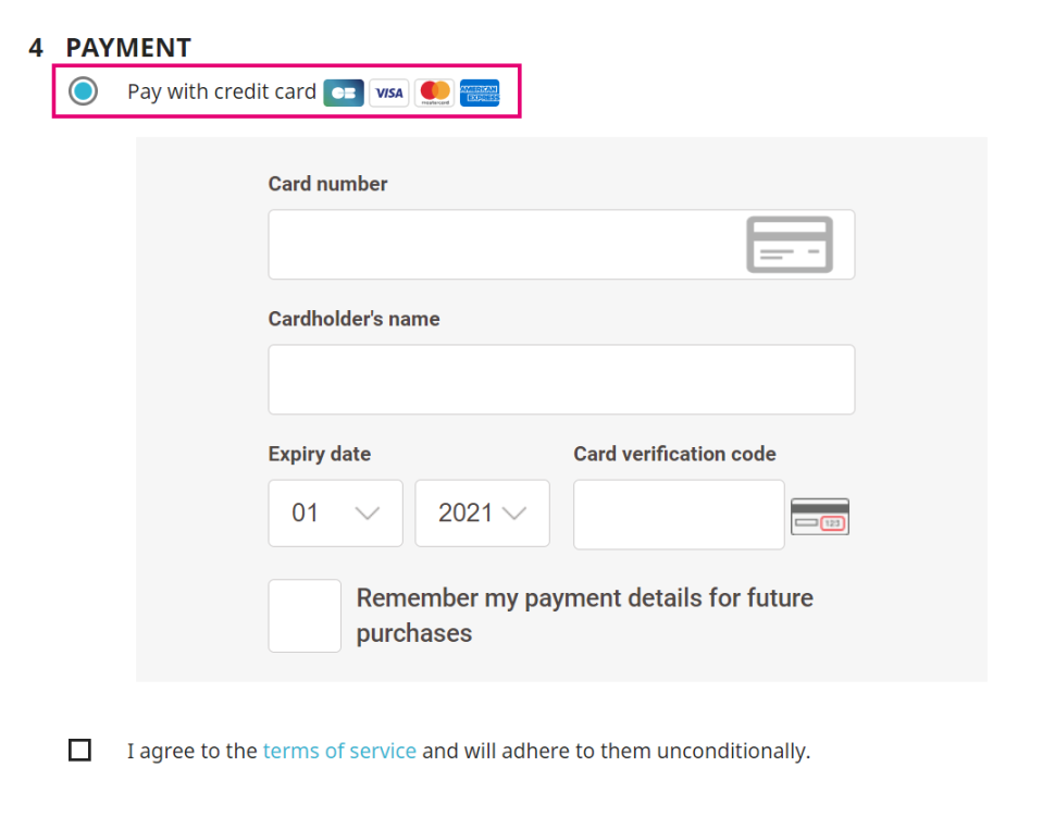 The image above shows a credit card payment form with fields for card number, name, expiry date, and CVV.